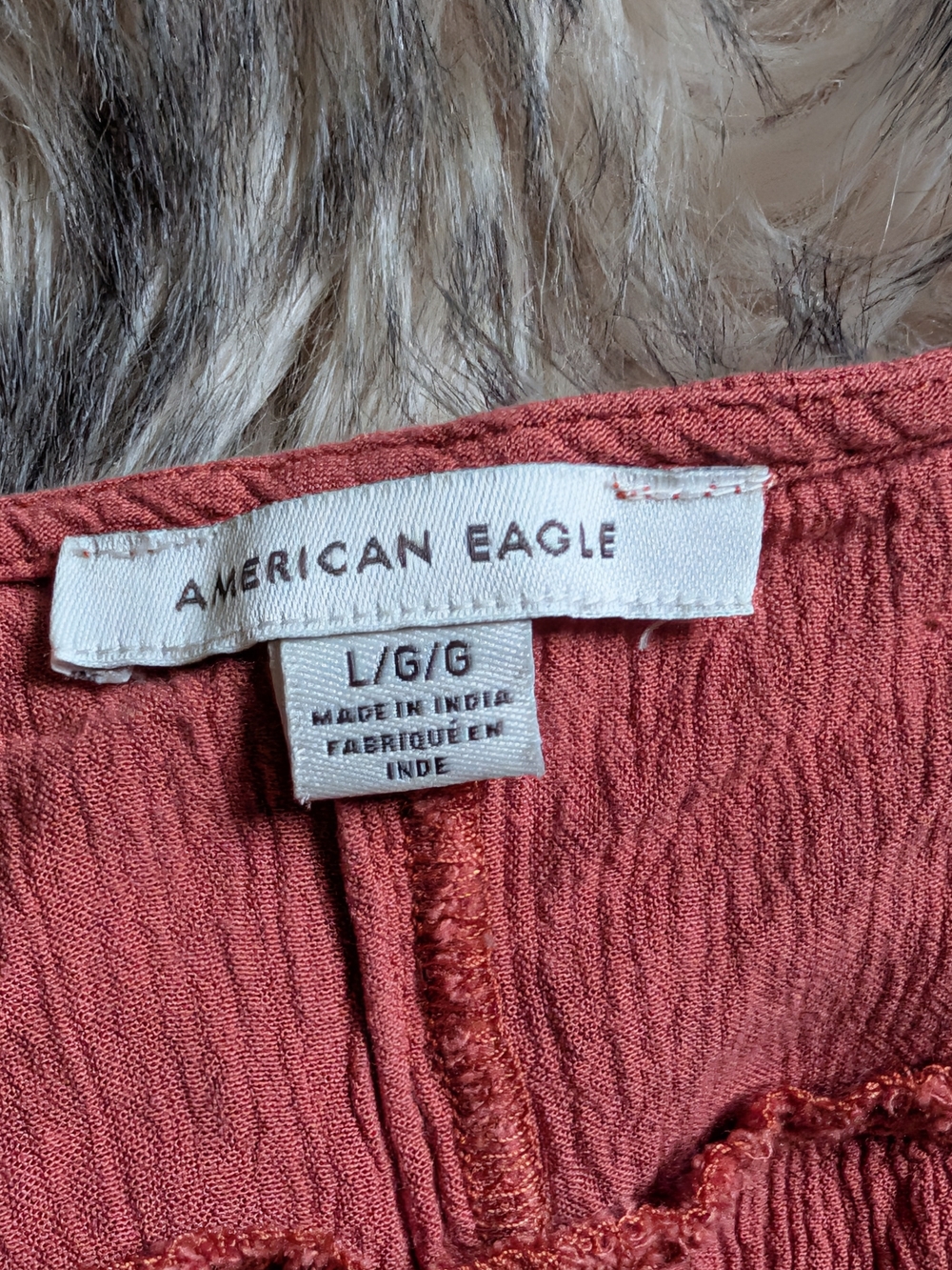 American Eagle Outfitters Rust Button-Front Peplum Blouse - Picture 5 of 7